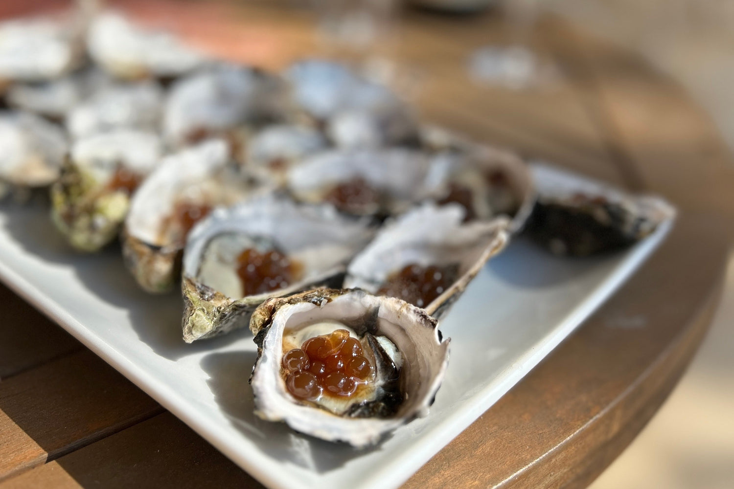 Oyster and Sticky Balsamic Pearls