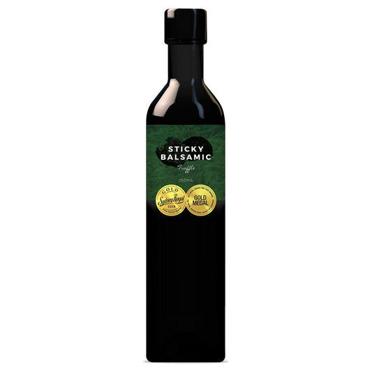 Sticky Balsamic Premium Truffle showing a stylised 250ml bottle on a white background.