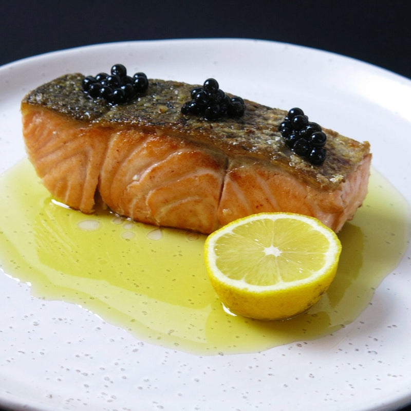 Salmon with Sticky Balsamic Pearls