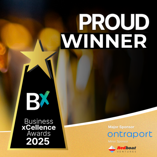 Sticky Balsamic winner badge for bX Business xCellence Awards 2025 Manufacturing Products category