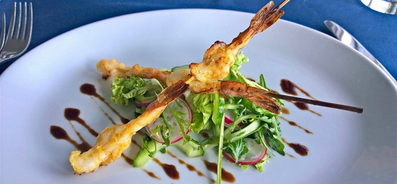 Butterflied Prawns, Salad and Sticky Balsamic