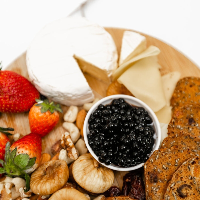 Cheese Plate with Sticky Balsamic Pearls