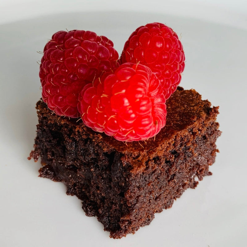 Raspberry Brownies with Sticky Balsamic