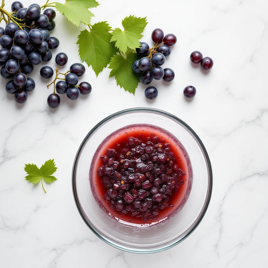 Fresh grapes and crushed grape must showing the first stage of balsamic vinegar production