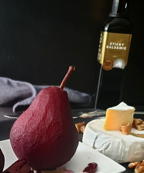 Poached Pears and Sticky Balsamic Premium Rserve