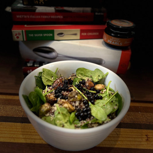 Roasted Balsamic Mushrooms and Brussel Sprouts