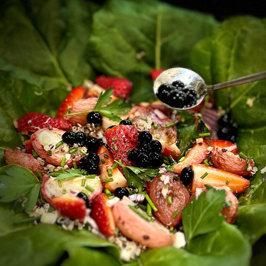 Roasted Radish and Strawberry Salad and Sticky Balsamic Original Pearls