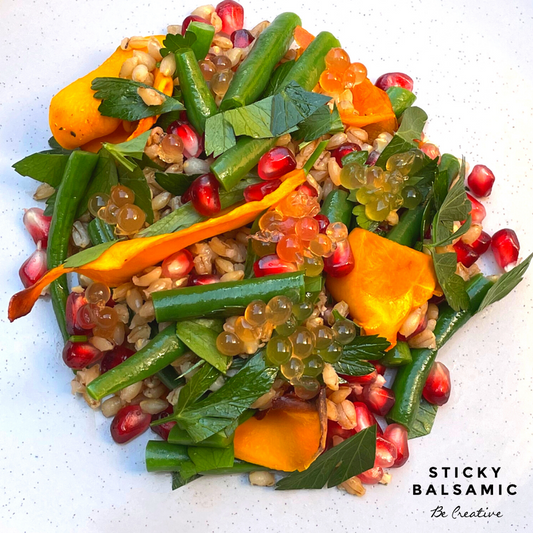 Sticky Balsamic Pearl Barley Salad (and Roast Chicken Breast)