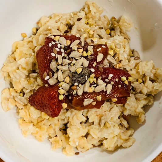 Porridge with Roasted Sticky Balsamic Strawberries