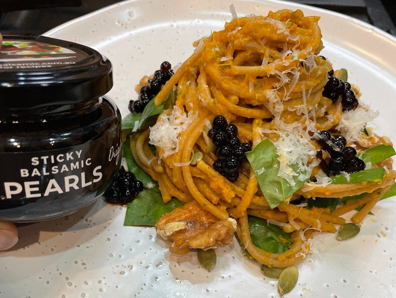 Easy Pumpkin Pasta with Sticky Balsamic Pearls