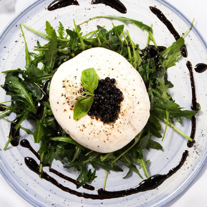 Burrata, Rocket and Sticky Balsamic Pearls