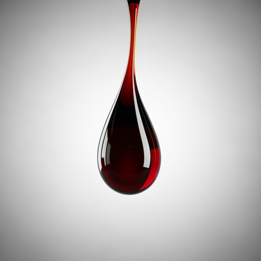 Single drop of healthy balsamic vinegar falling through air showing rich antioxidant color and premium quality texture for health benefits article