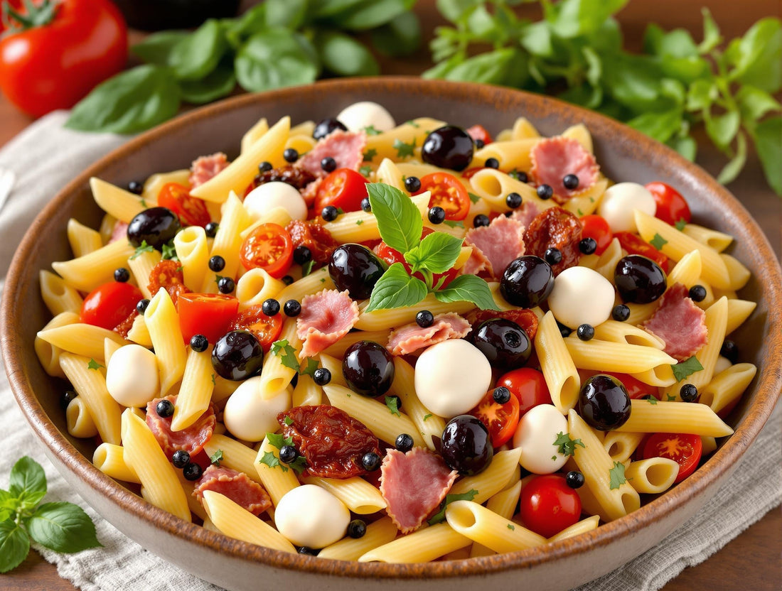 Italian Garden Pasta Salad with Italian Dressing and Sticky Balsamic P Italian Garden Pasta Salad with Italian Dressing and Sticky Balsamic P