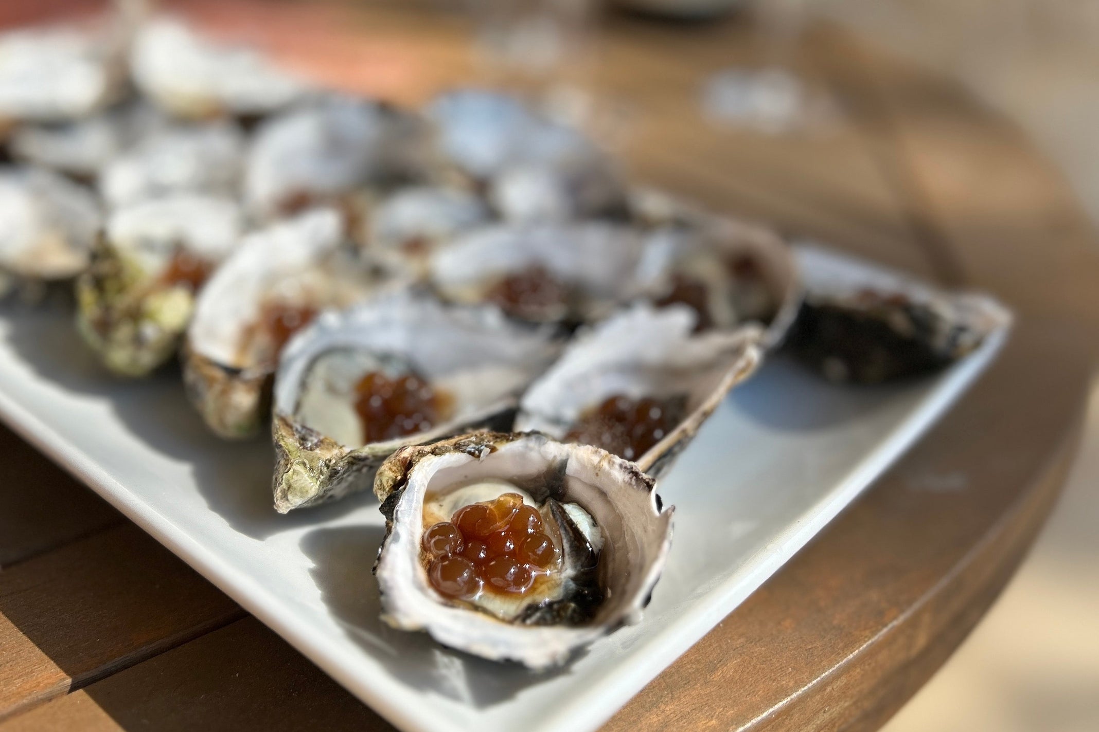 Oyster and Sticky Balsamic Pearls