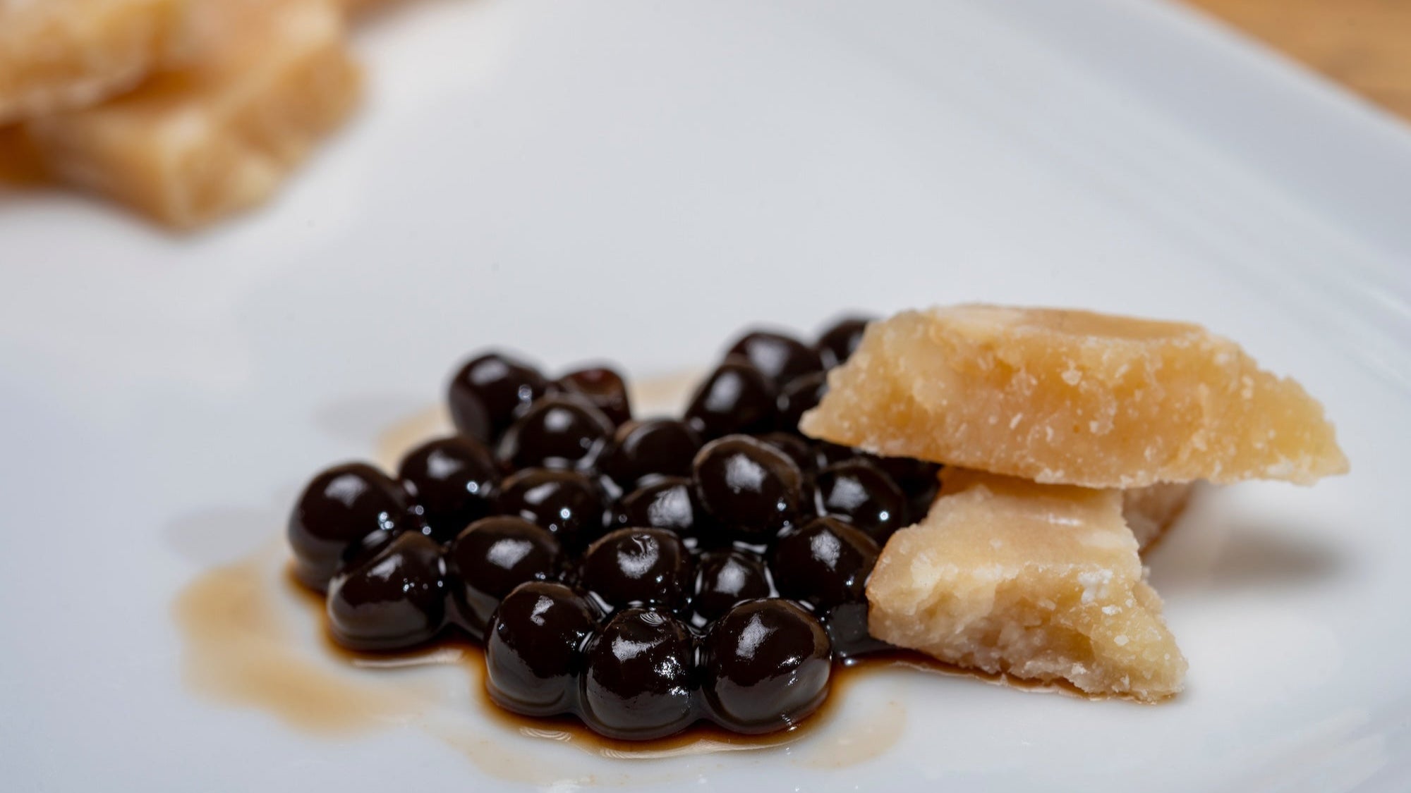 Sticky Balsamic Pearls paired with aged parmesan