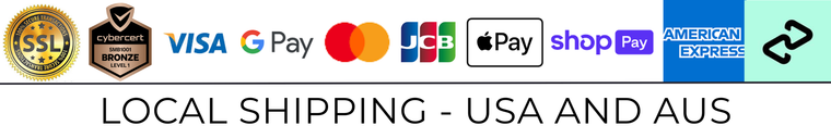 TRUST LOGOS WITH SHIPPING INFORMATION FOR THE USA AND AUSTRALIA