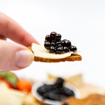 Sticky Balsamic Pearls and cheese cracker SQUARE