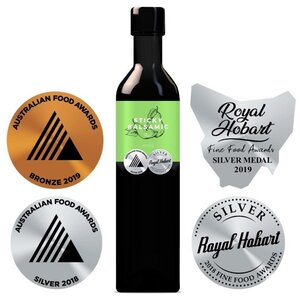 Pear sticky balsamic bottle with green label